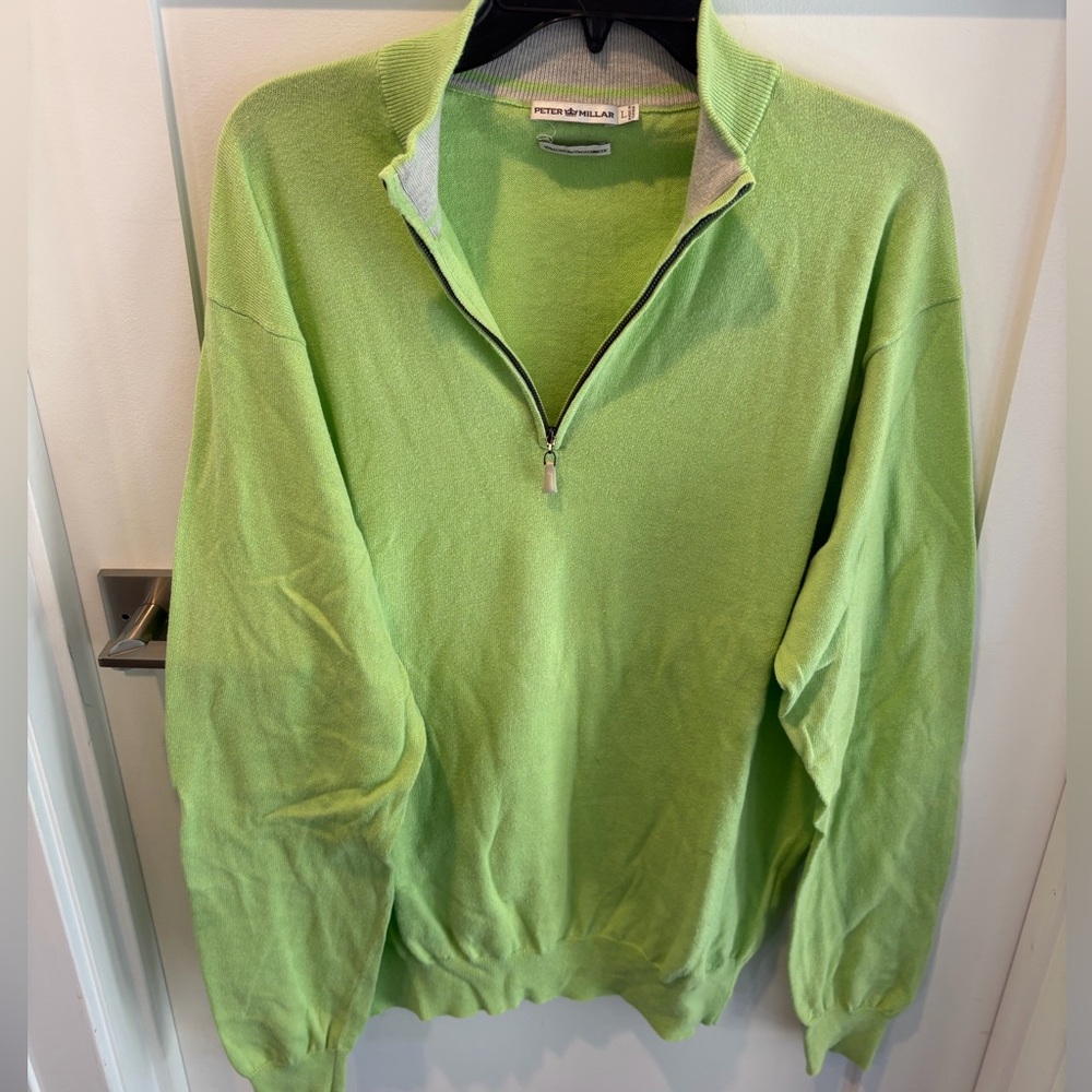 Peter Millar Lime Green Quarter-Zip Sweater